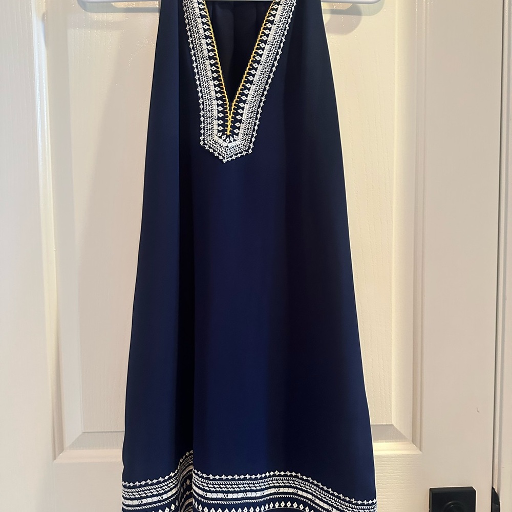 Navy Blue Embroidered Dress